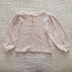Rabbit+Bear Toddler Girls Floral Top Size 3T Organic Cotton Long Sleeve